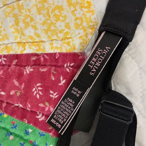 Victoria's Secret VERY SEXY Bra Push Up black  Sequin Bling Strap Size 32C - Picture 7 of 8